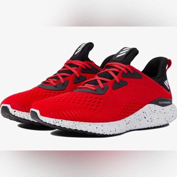 New adidas Alphabounce Vivid Red/Black sock running sneakers shoes men's size 7 - Picture 1 of 14